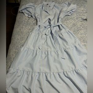 Shein Blue and White Striped Long Dress